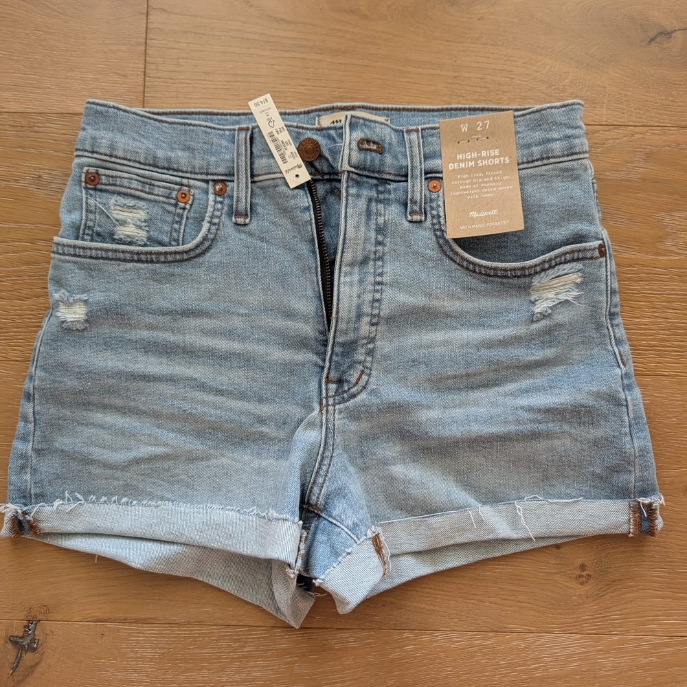 Madewell Blue Jean Shorts High-Waisted Distressed